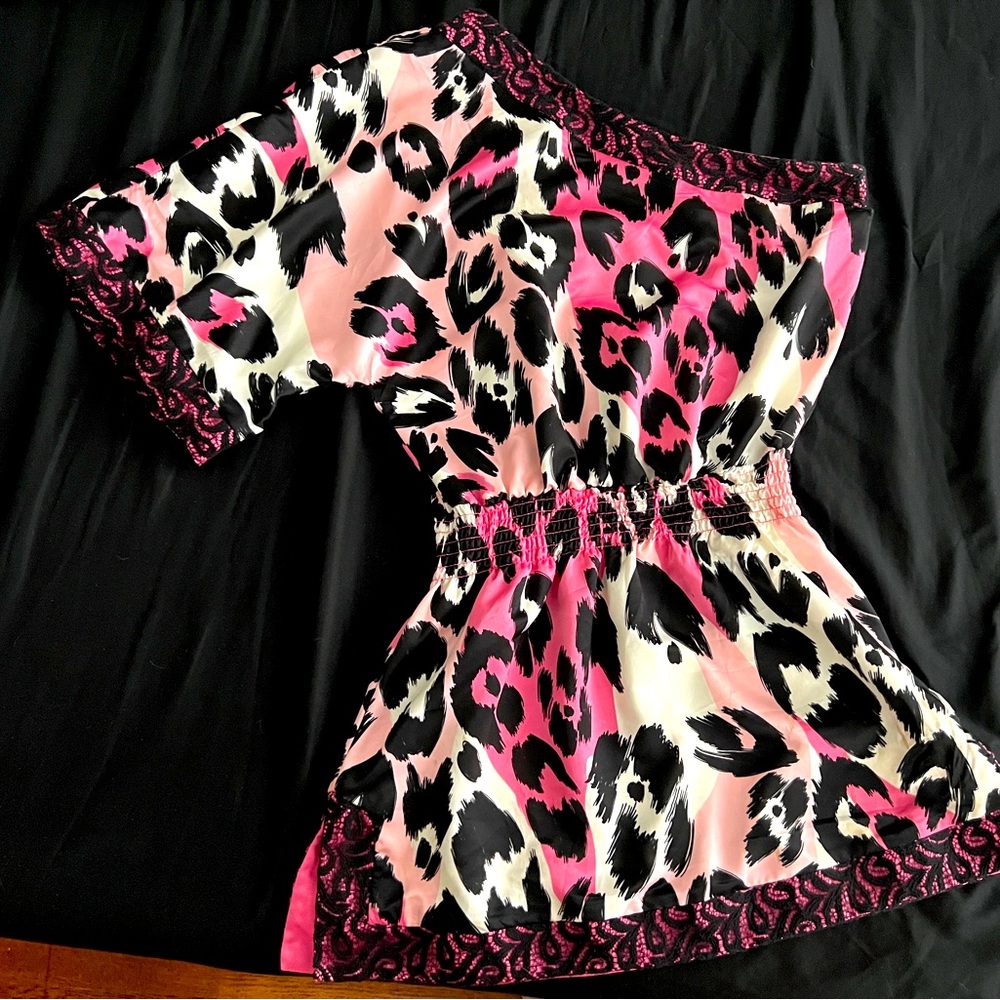 Grass Collection One Shoulder Pink Leopard Print Dress